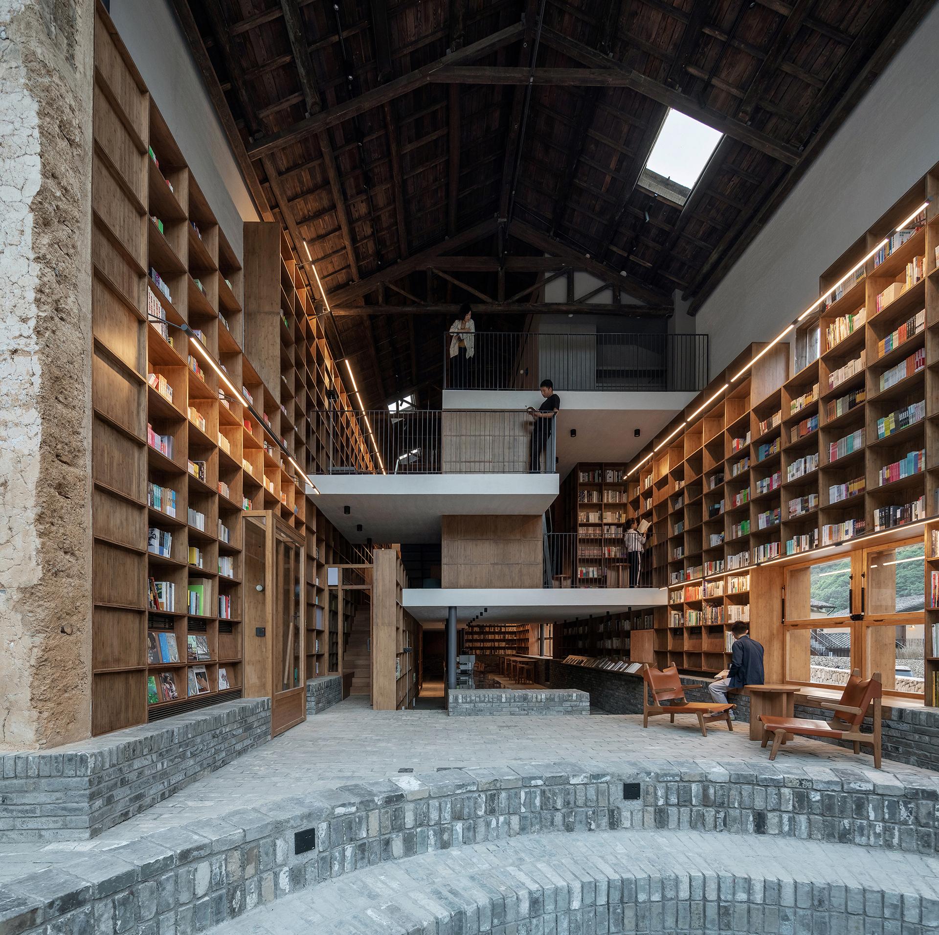 Capsule hotel in a rural library