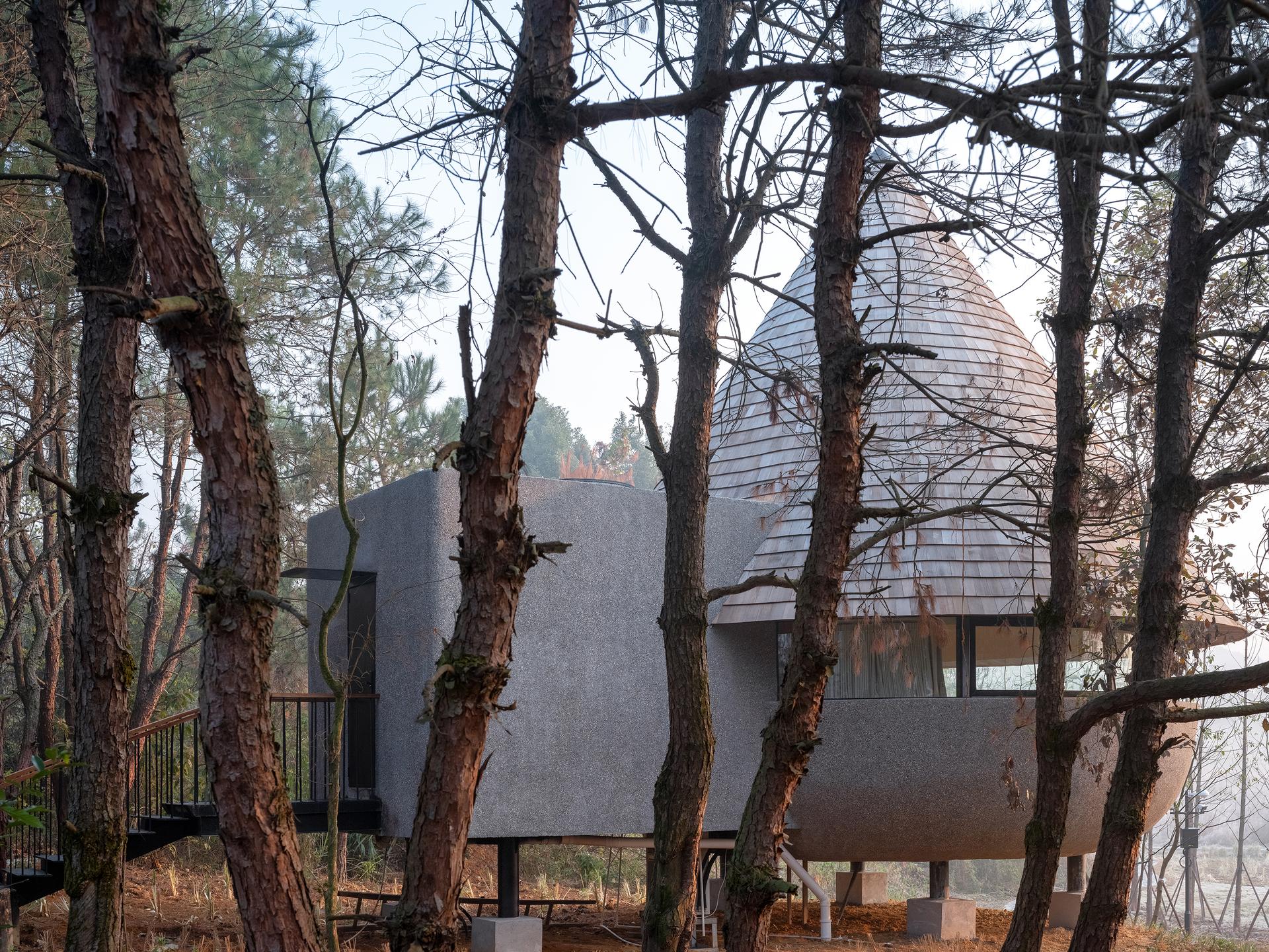 The Mushroom - a wood house in the forest