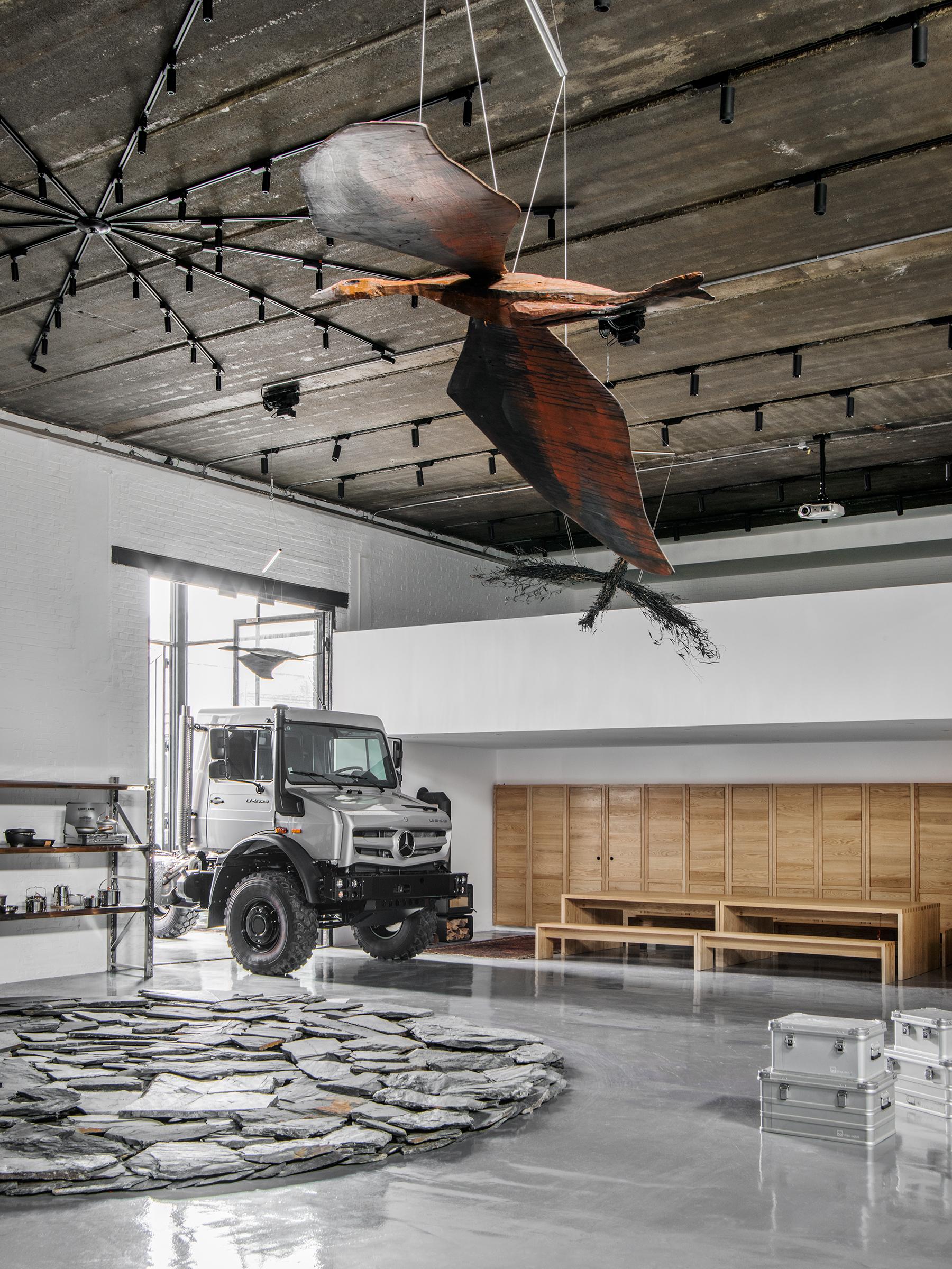Mercedes Unimog showroom in Beijing takes cues from outdoor lifestyle