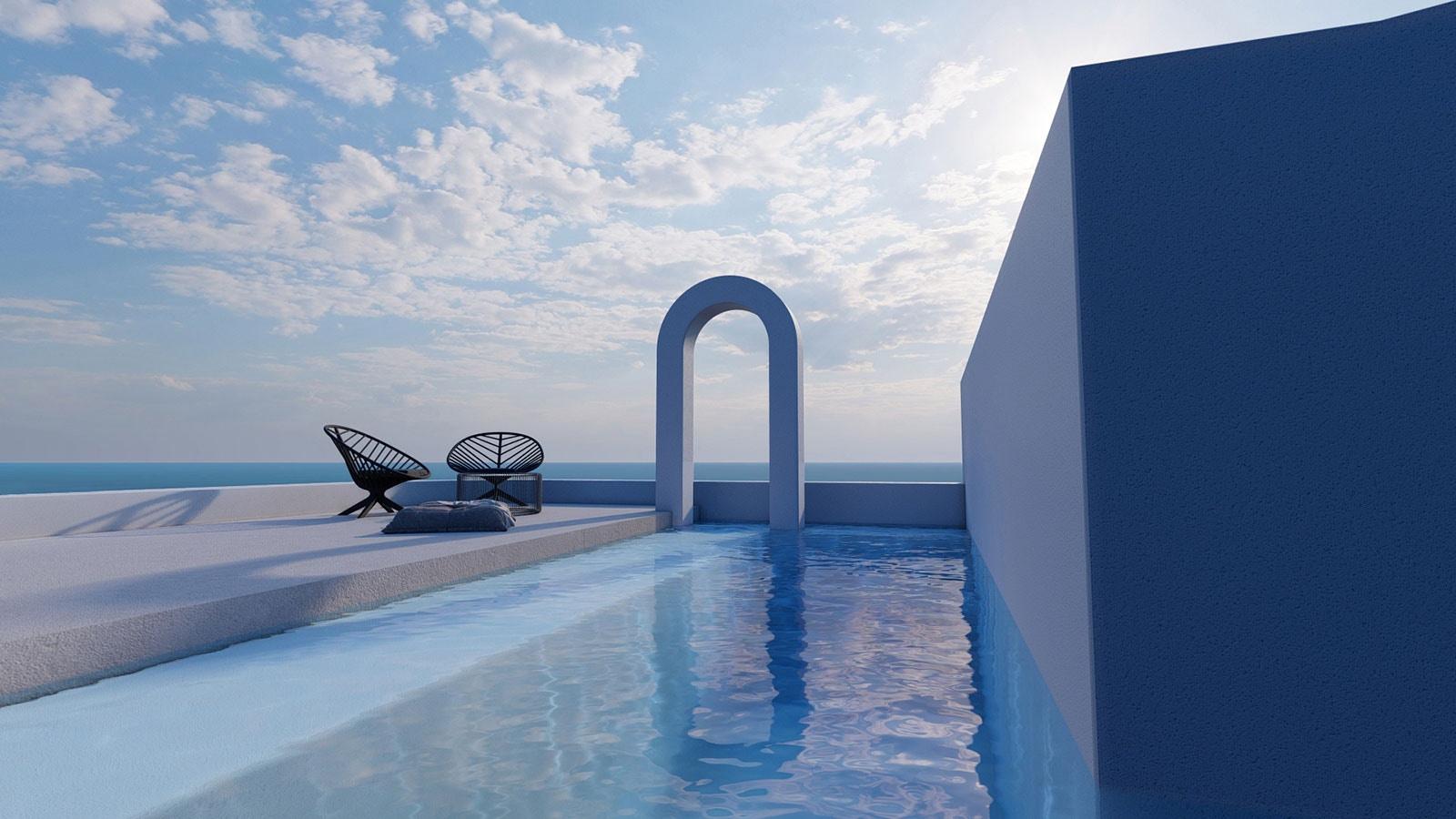 Arched residencies in Santorini island