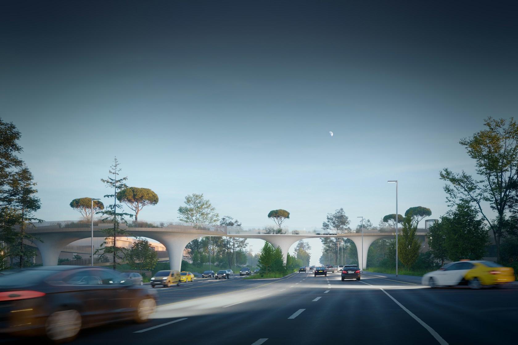 Pedestrian green bridge in Almaty - image 2