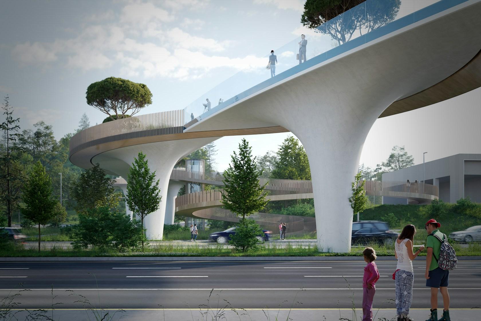 Pedestrian green bridge in Almaty - image 4