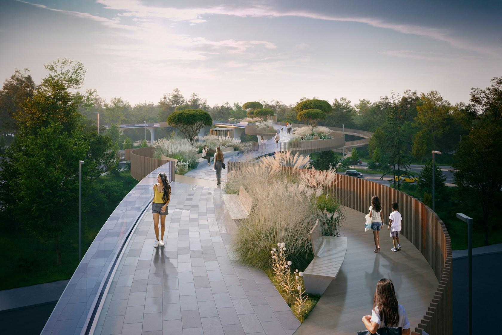 Pedestrian green bridge in Almaty - image 7